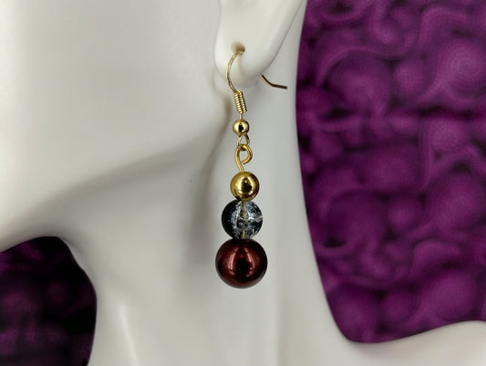 Three Bead Dangle Earrings - Assorted Colors
