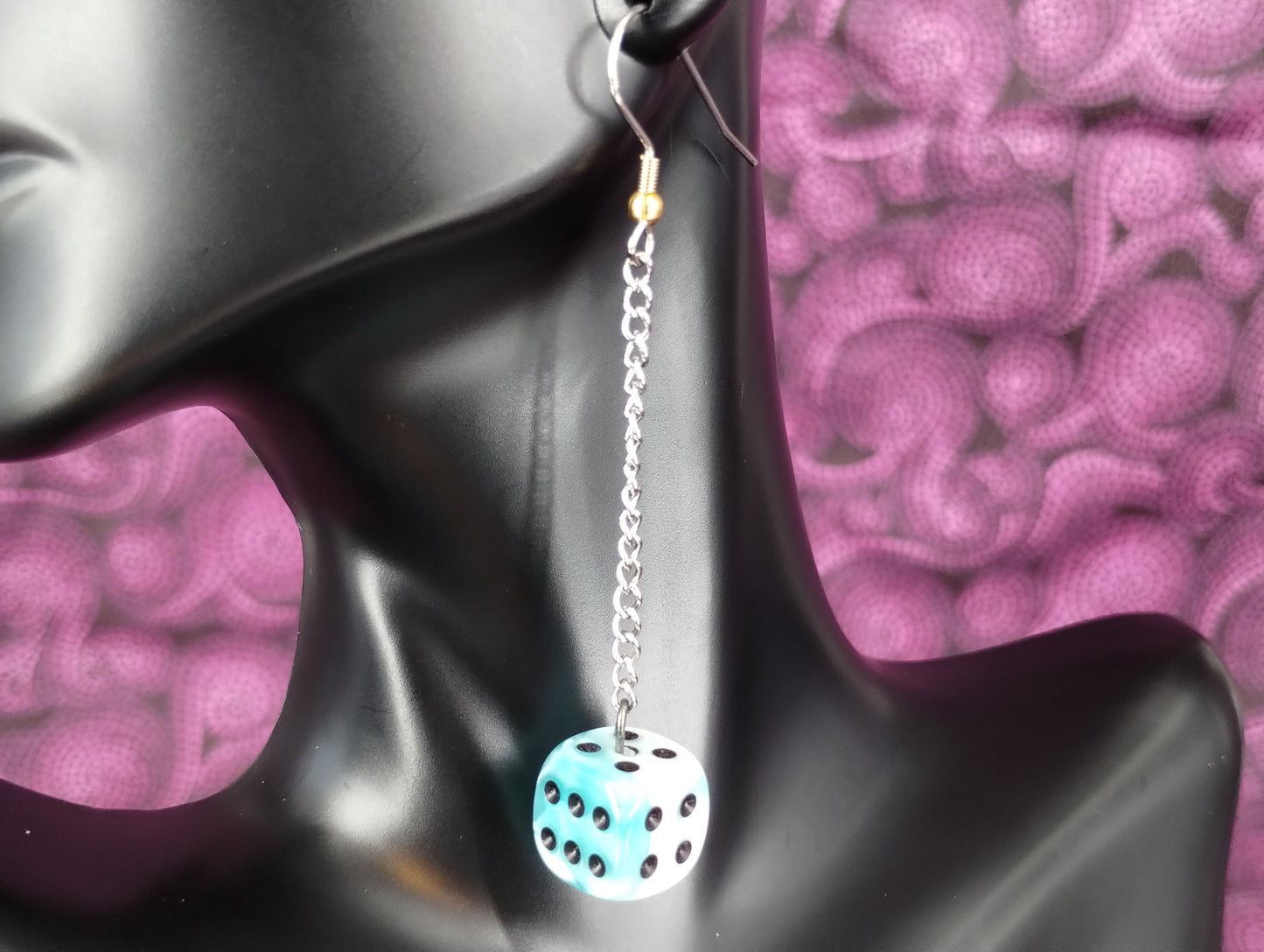 6 Sided Dice Chain Earrings - Assorted Colors