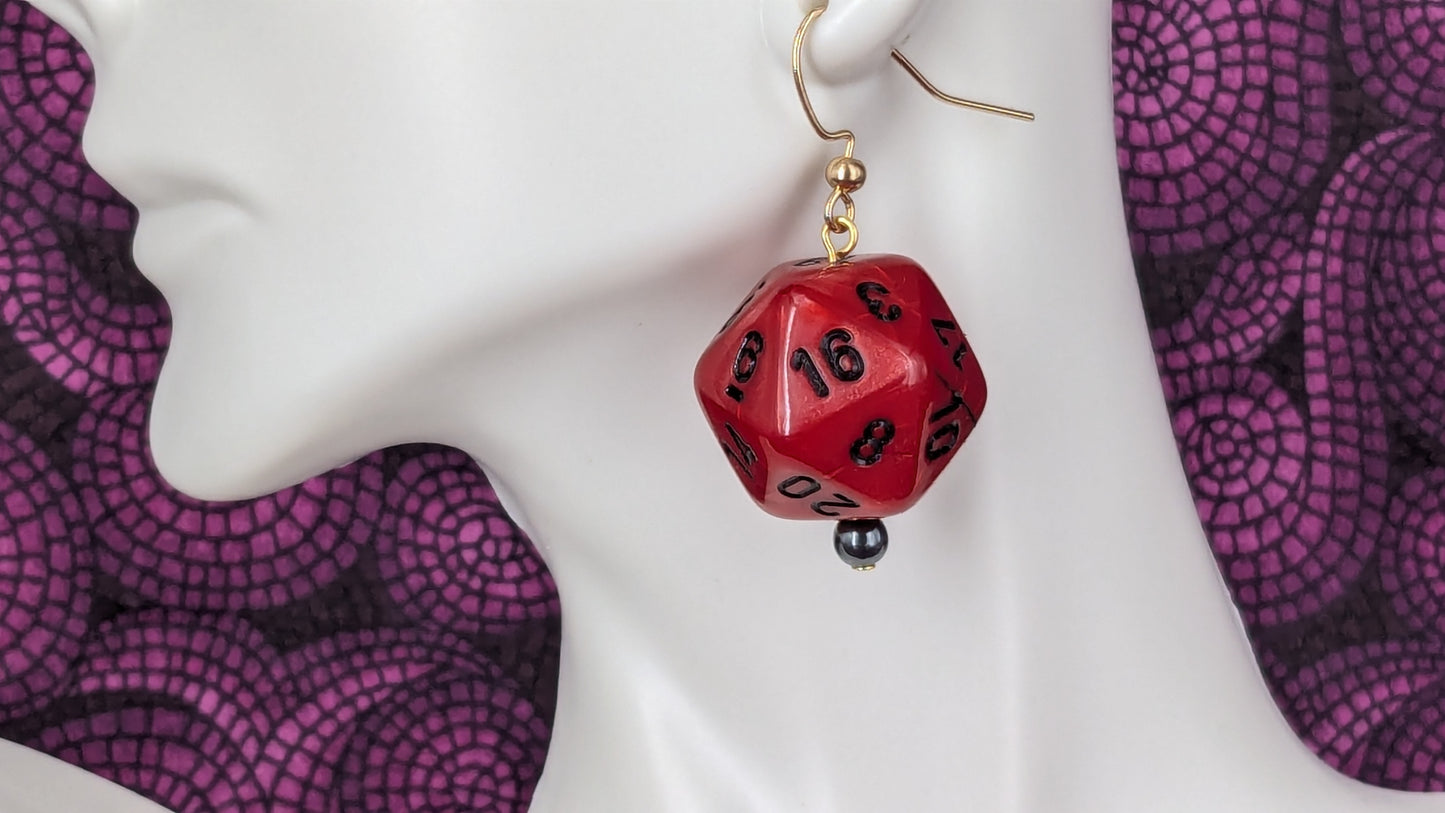 20 Sided Dice Earrings - Assorted Colors
