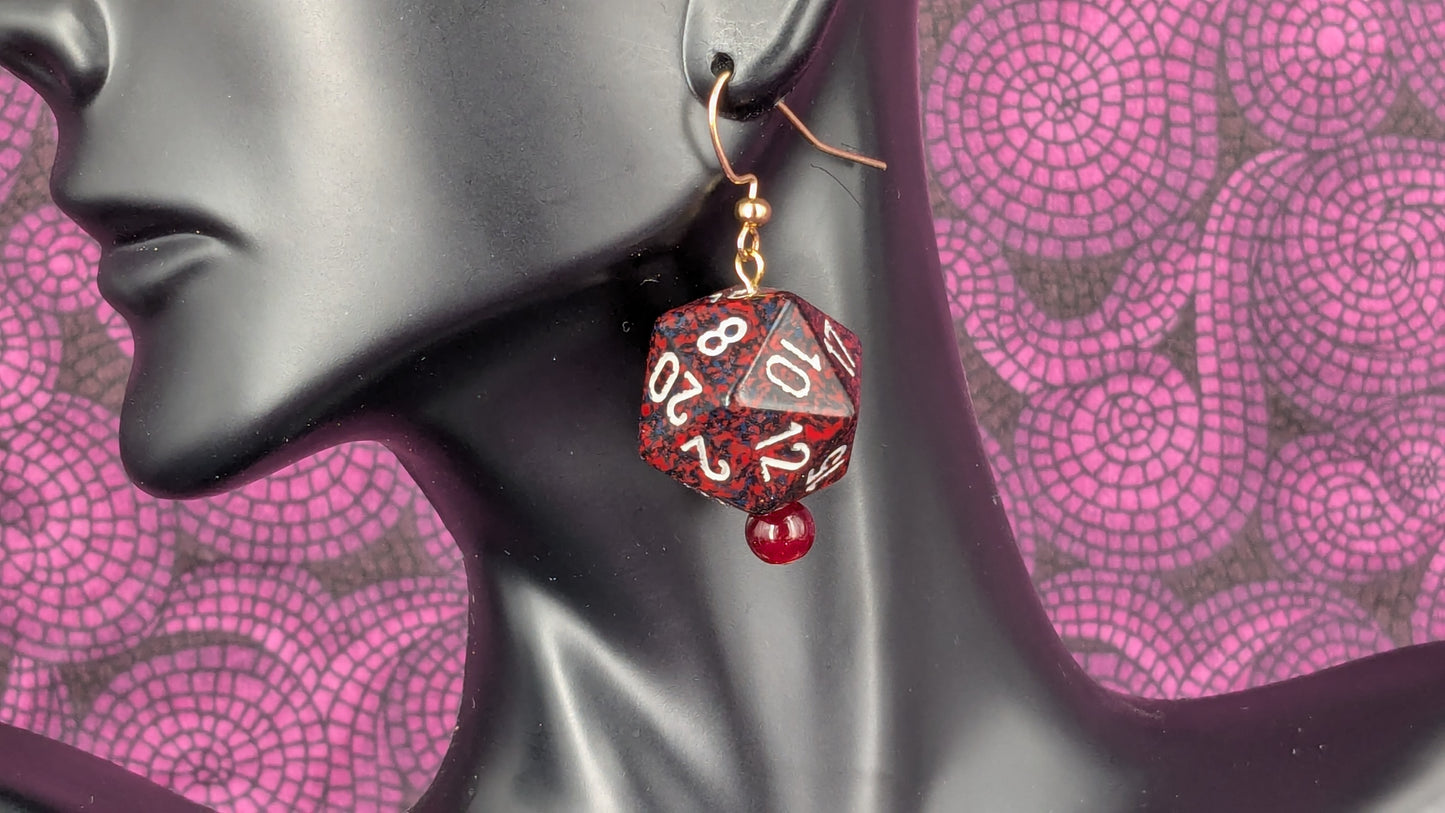 20 Sided Dice Earrings - Assorted Colors