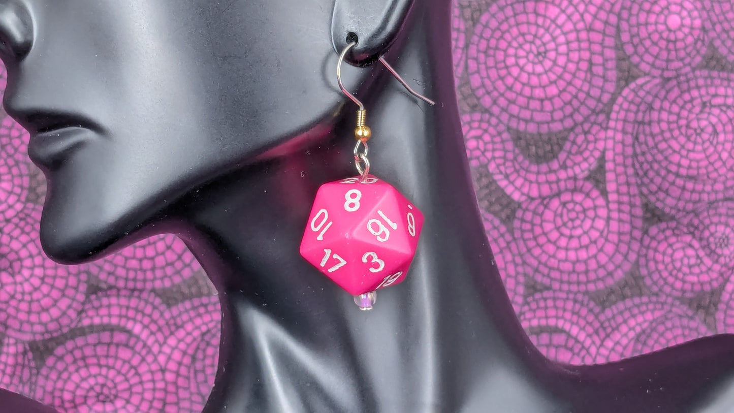 20 Sided Dice Earrings - Assorted Colors