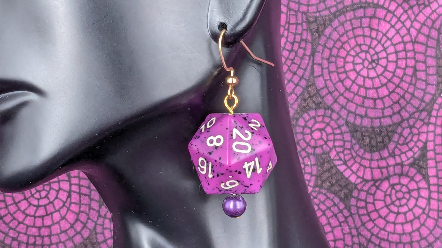 20 Sided Dice Earrings - Assorted Colors