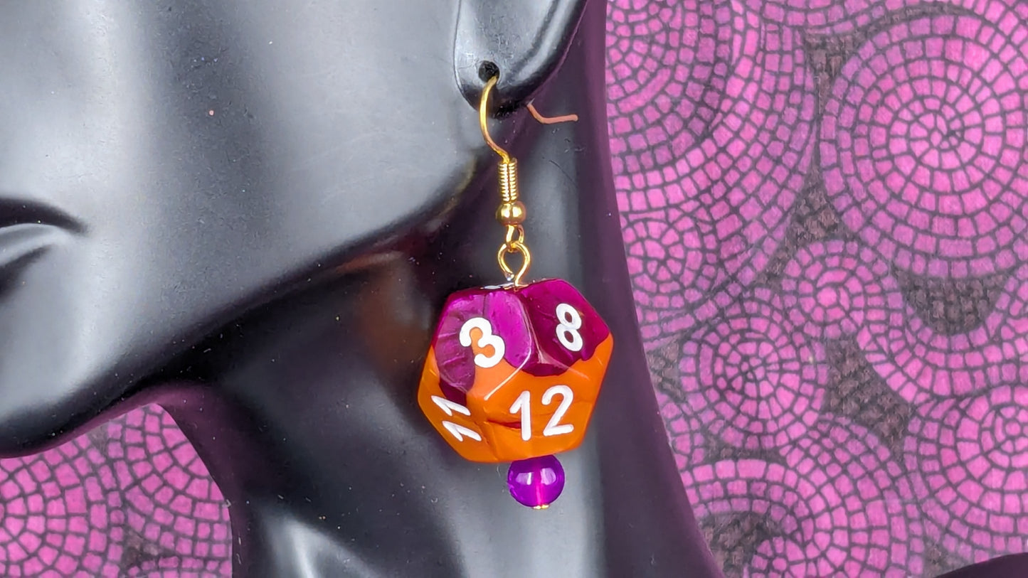 12 Sided Dice Earrings - Assorted Colors