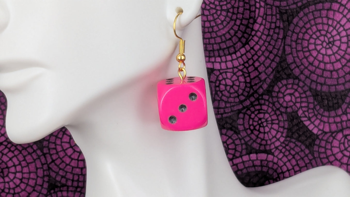 6 Sided Dice Earrings -Assorted Colors