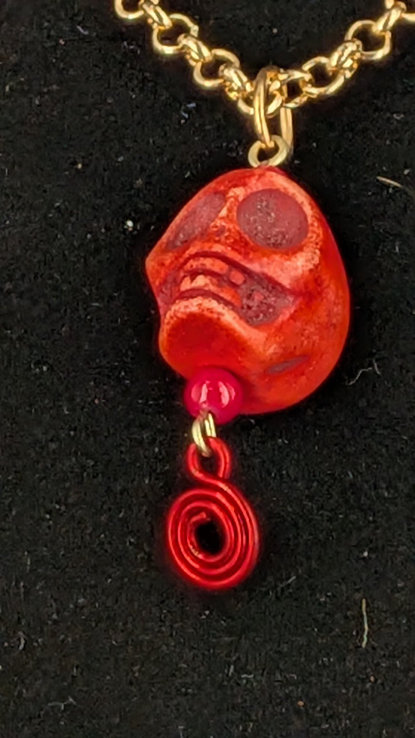Red Skull & Spiral Necklace