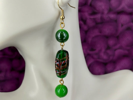 Green and Lampwork Bead Dangles