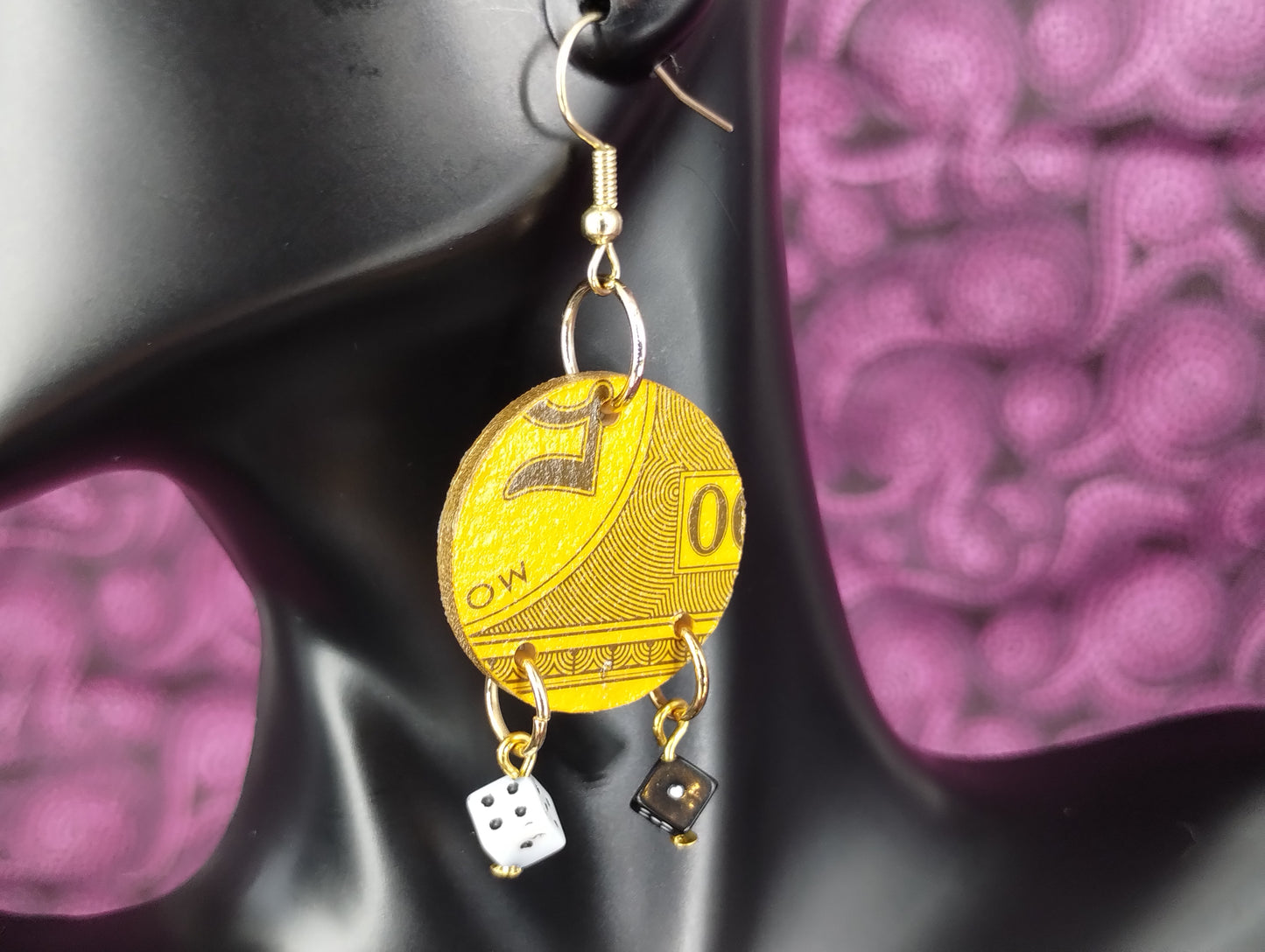 Gamepiece Money Earrings 1 disk - Assorted Colors