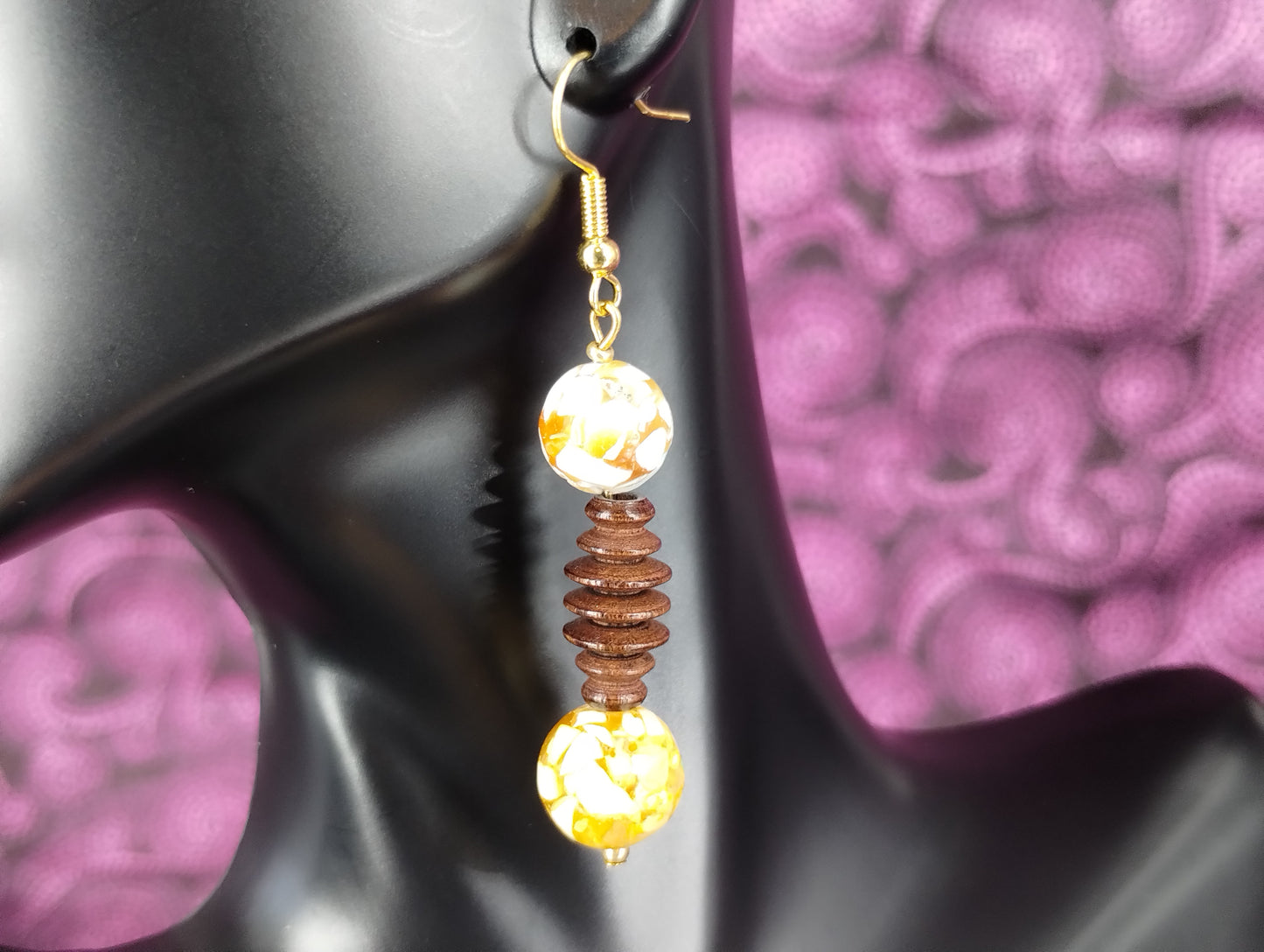 Yellow Crackle Earrings