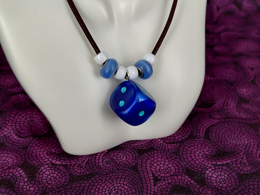 Large Blue D6 Necklace