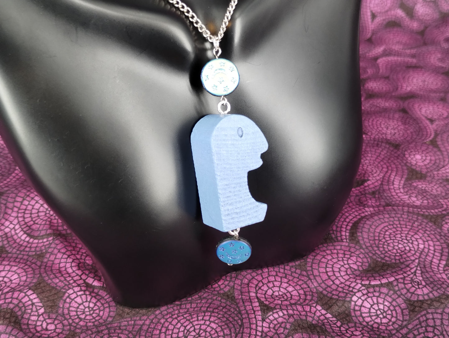 Blue Game Piece Necklace