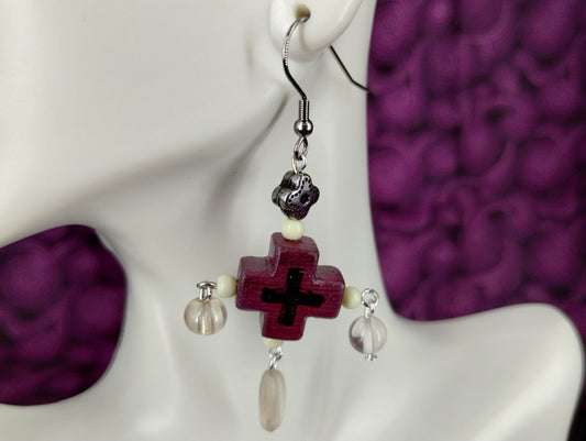 Purple Cross Earrings 1