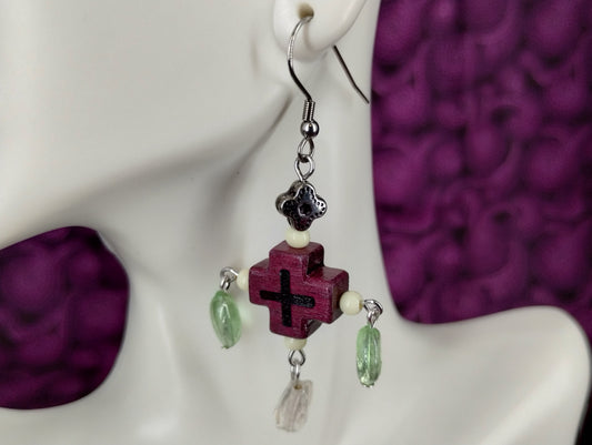 Purple Cross Earrings 2