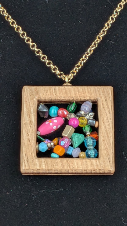 Square Wooden Pendant