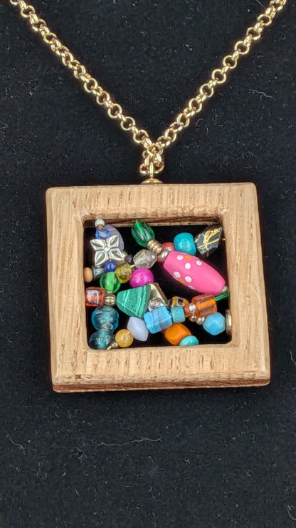Square Wooden Pendant