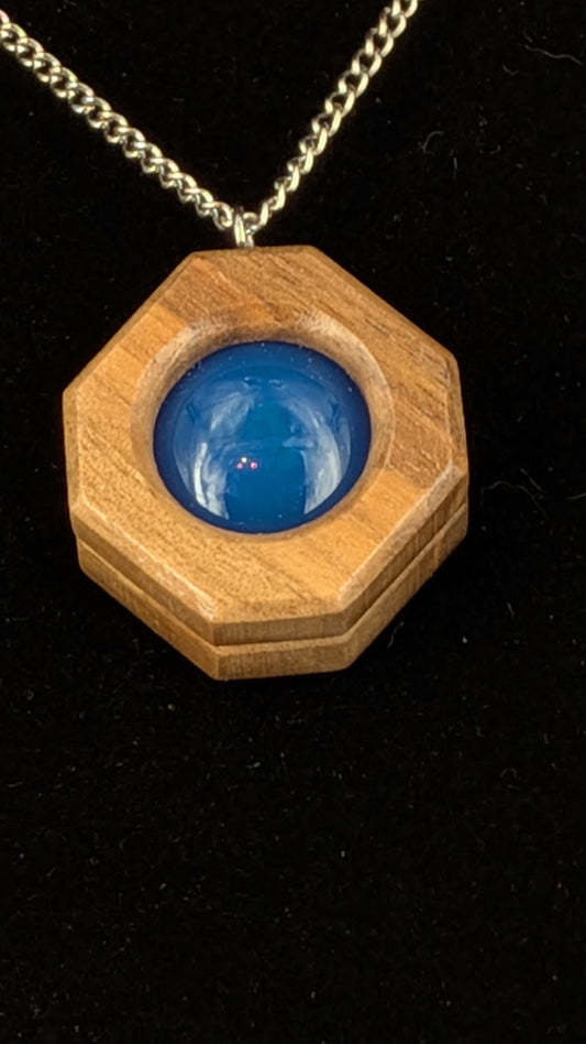 Walnut & Blue Glass Octagon