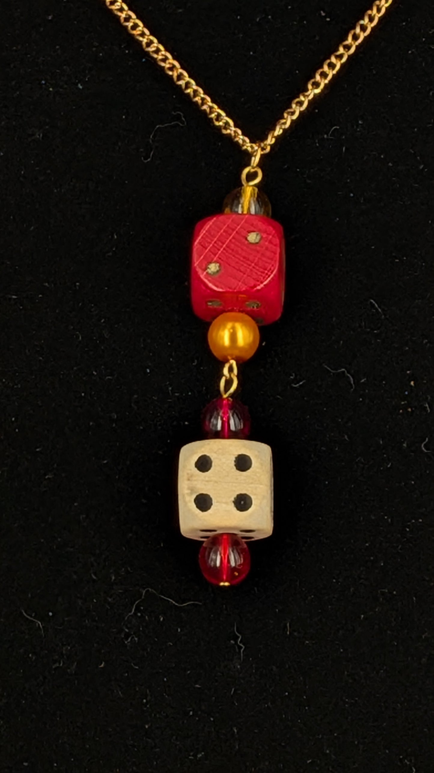 Dice Necklace - Red/White/Gold