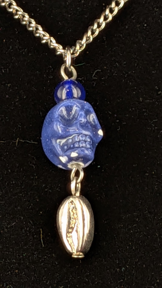 Dark Blue  Skull & Charm Necklace