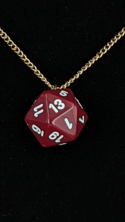 Necklace - Single Die - Assorted D20