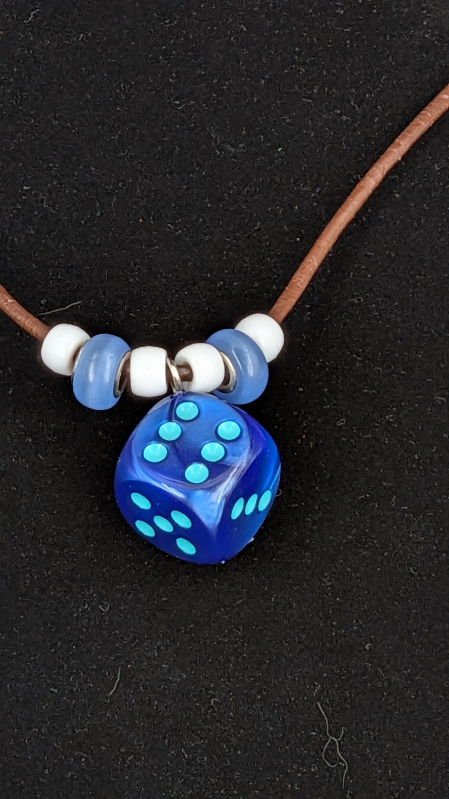 Large Blue D6 Necklace