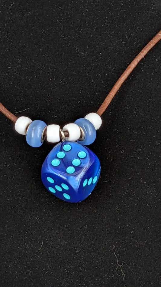 Large Blue D6 Necklace
