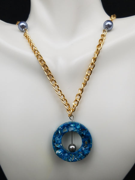 Blue on Gold Necklace