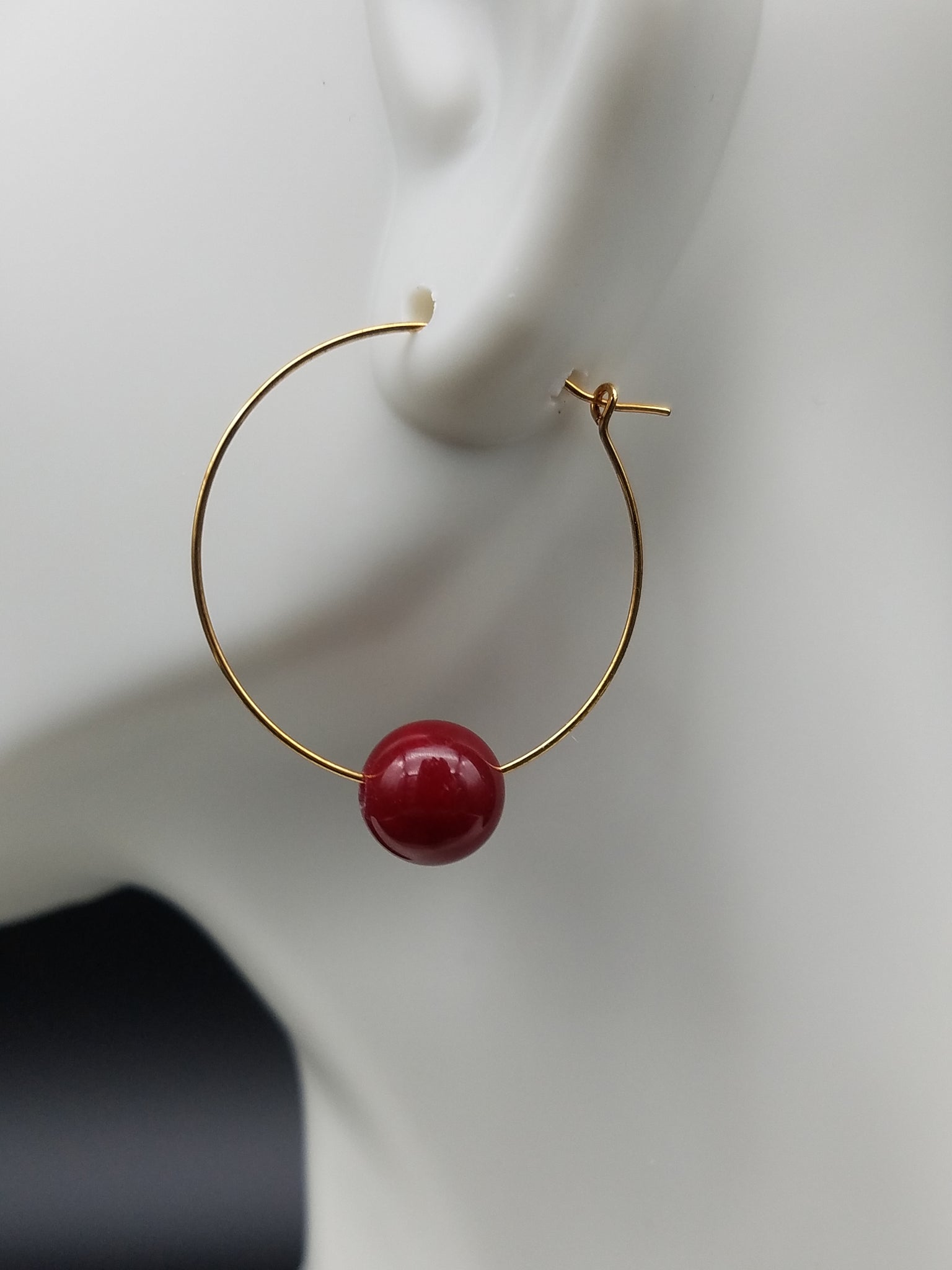Red on Gold Hoops