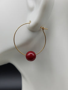 Red on Gold Hoops